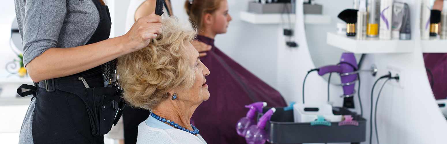 Woman getting her hair done